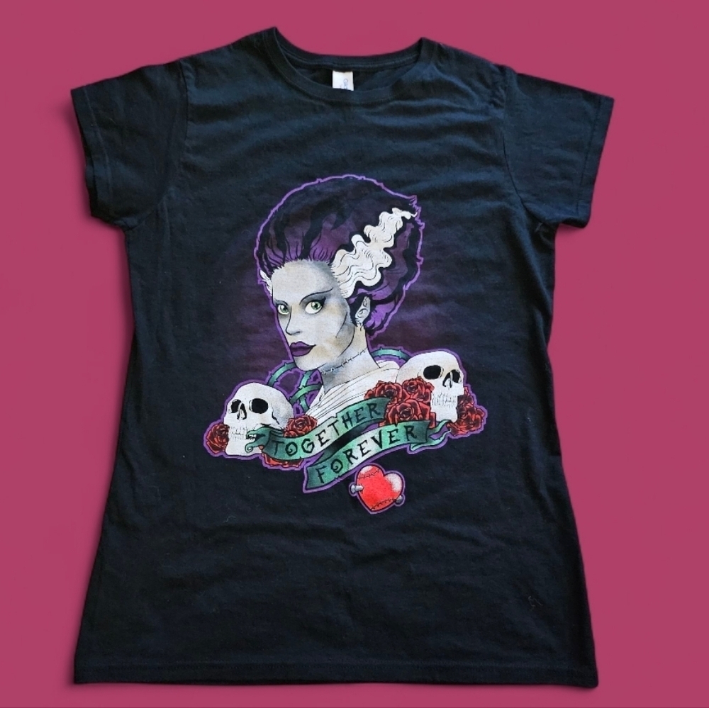 Bride Of Frankenstein MD "Together Forever" Black Short-Sleeved Tee
